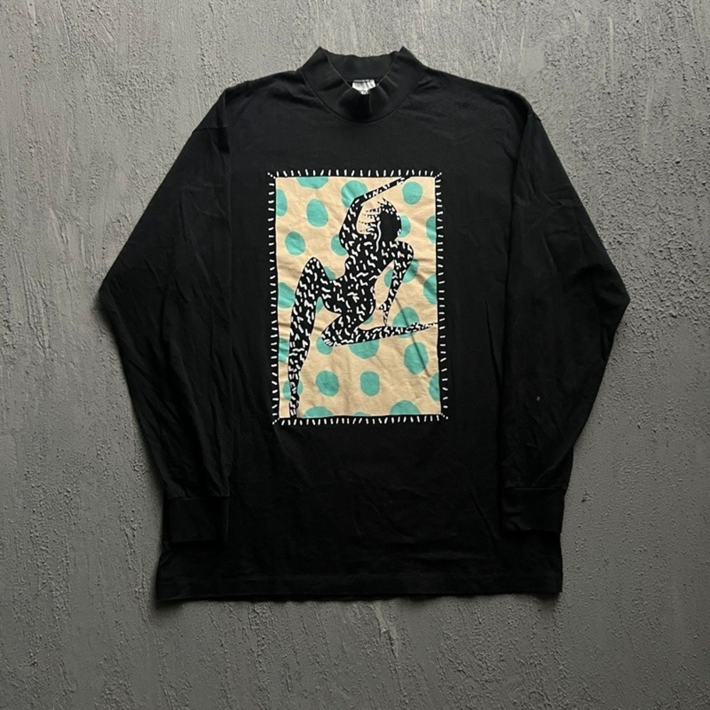 Vintage‎ Art Shirt XL Black 1990s Wendys Closet Stowe Vermont Long Sleeve USA